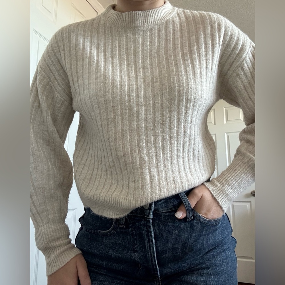 Dynamite Cream Ribbed Women's Sweater